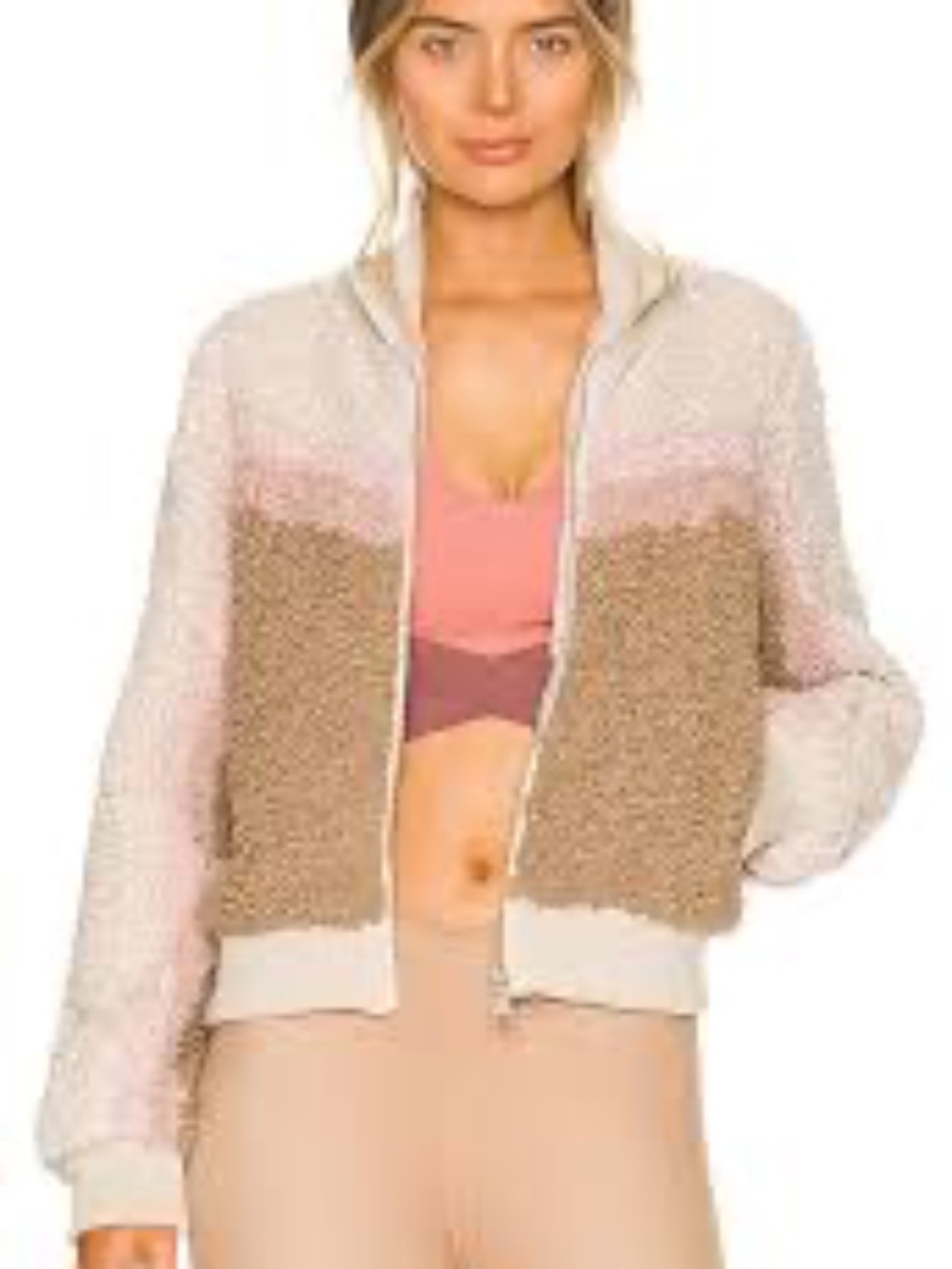 Spiritual Gangster XS Sherpa Stripe Bomber Jacket